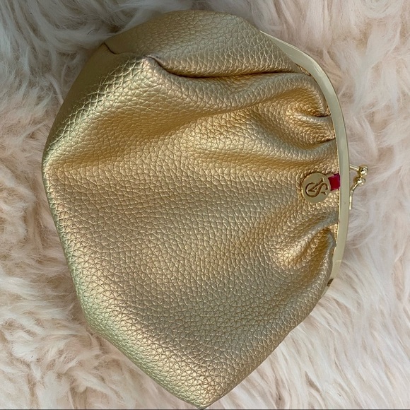 Victoria’s Secret Kiss Lock Gold Pouch Case 5.5” x 6” x 2” - Picture 9 of 10